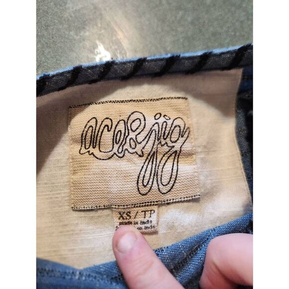 Ace&Jig Promenade Striped Side Cross Button Contrast Top sz XS - Picture 3 of 6